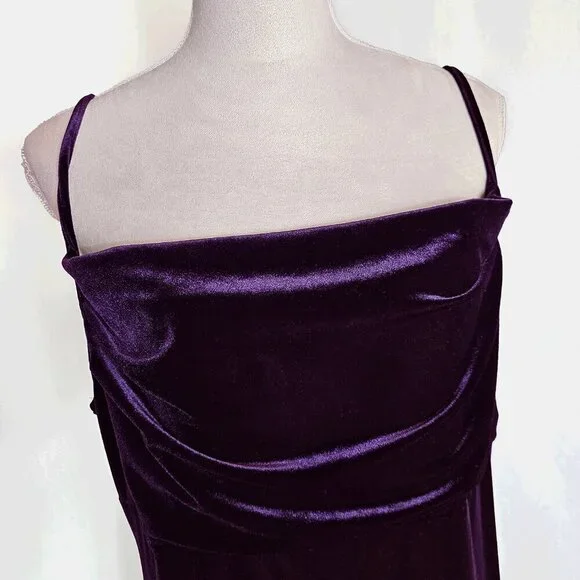Dark Purple Velvet Empire Maxi Dress St Michael Marks & Spencer Vintage - Picture 4 of 6